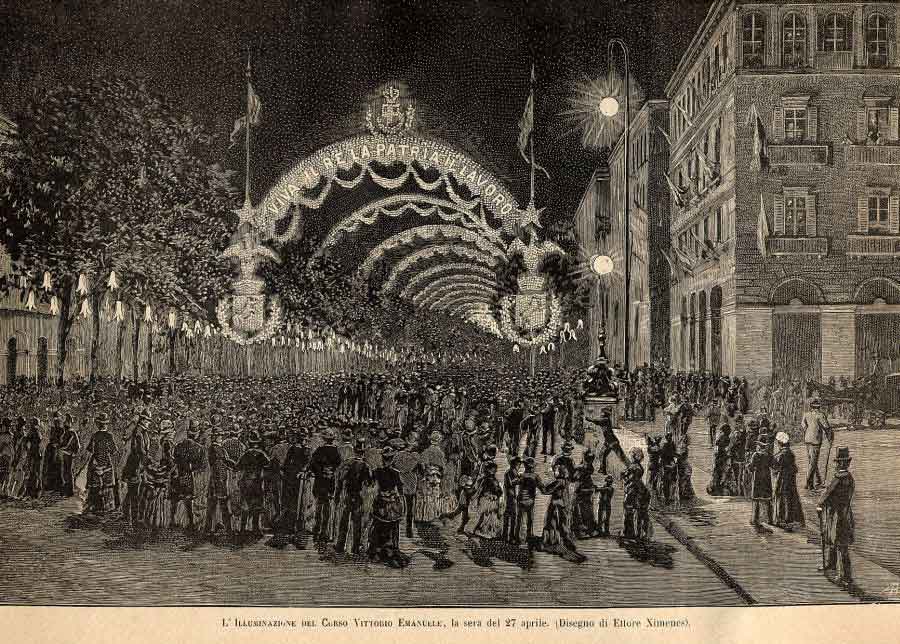 Illuminazione elettrica del corso Vittorio Emanuele, 27 aprile 1884.